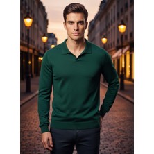 Nakşi Giyim Erkek Düğmesiz Triko Polo Yaka Uzun Kollu Rahat ve Şık Kazak