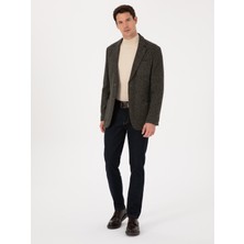 Cacharel Erkek Haki Slim Fit Yün Karışımlı Spor Ceket 50272700-VR027