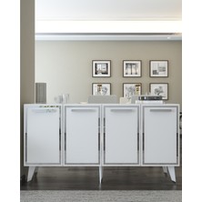 Demonte Decor 8227-128DD KB150 Konsol,tv Ünitesi Beyaz-Gümüş