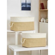 Luxway Home 2 Li Orta Boy Jüt Dolap Içi Çamaşır Çocuk Odası Oyuncak Düzenleyici Katlanır Saklama Sepeti