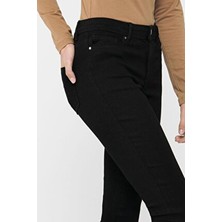 Livik Dar Paça Skinny Yüksel Bel Siyah Kadın Bilek Boy Likralı Kot Pantalon