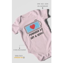 Powered By Süt ve Sevgi Baskılı Bebek Zıbını – Çıtçıtlı Body 8 Renk | %100 Pamuk Kısa Kol