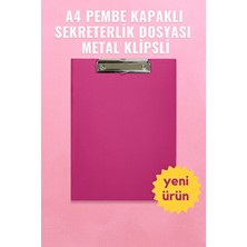 A4 Pembe Kapaklı Sekreterlik Dosyası Metal Klipsli