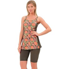 Argisa Taytkini Garnili Desenli Şortlu Tankini 5534 Haki Büyük Beden