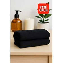 Mela Home Siyah Fitness-Spor Havlusu 2 Adet -Hızlı Kuruyan-Kuaför ve Berber Havlusu 50*90 cm