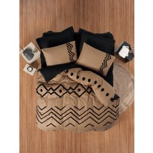 MGN Puff Nakışlı Ranforce Çift Kişilik Nev Takımı Elio Bakır Siyah