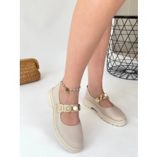 MGN Okira Bej Cilt Oxford Ayakkabı