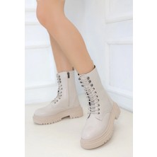 MGN Caxa Bej Cilt Bağcıklı Bot