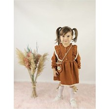 Çilek Bebe Çantalı ve Dantelli Kız Çocuk Etekli Salopet