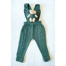 Gogo Bici Kışlık Ayıcıklı Askılı Düğmeli Bebek Çocuk Triko Tayt Salopet