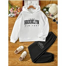 Sinser Teks Çocuk Brooklynl Baskılı Kapşonlu Eşofman Takımı