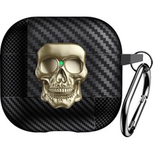 Caseonn Apple Airpods 4 Kılıf Güvenli Kilitli Kuru Kafa Karbon Gold