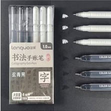 Art Tone 6'lı Siyah Beyaz Jel Kalem Seti, 1.0mm Ince Uçlu, Hızlı Kuruyan Mürekkep, Not Alma, Resim Çizme Için