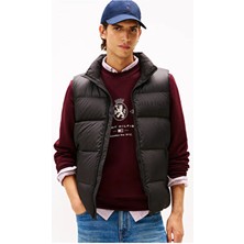 Tommy Hilfiger Erkek Kolsuz Dik Yaka Şişme Fermuar Kapama Siyah Yelek MW0MW41360-BDS