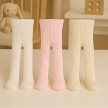 Pico Baby 3'lü Kız Bebek & Çocuk Pamuklu Külotlu Çorap Renkli Jakar Desenli