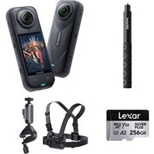 Insta360 X5 4K Aksiyon Kamerası - Bisiklet Kiti 256 GB Su Geçirmez Siyah Renk