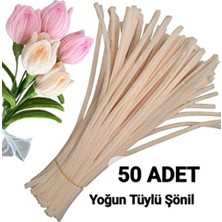 Butik 50 Krem Şönil Tüylü Tel 30 cm 6 mm El Yapımı Çiçek Tasarımları İçin Uygun