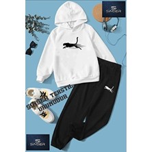 Sinser Teks Sinser Jaguar Cızgılı Baskılı Kapşonlu Eşofman Takımı Unisex 9 Yaş İçin Rahat ve Şık