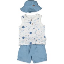 Bebetto Tencel Şort 3lü Takım (Outsıde The World) Mavi