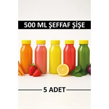 M&B Water Bottle 5li Smoothie Detoks Şişesi Şeffaf Plastik Sızdırmaz Kapak Meyve Suyu Şişesi 500 ml