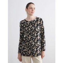 LC Waikiki Lcw Grace Kahverengi Bisiklet Yaka Desenli Bluz