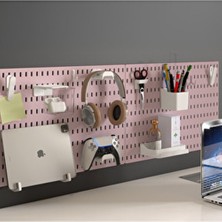 Çok Amaçlı Pano Organizatör Set 3 (52X36CM) Dübelli -Pano Pembe -Aksesuarlar Beyaz