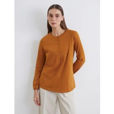 LC Waikiki Lcw Grace Sarı Bisiklet Yaka Nakışlı Bluz