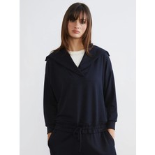 LC Waikiki Natuvera Lacivert Polo Yaka Bağcıklı Bluz