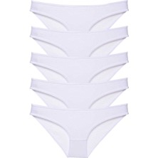 5 Adet Süper Eko Set Likralı Kadın Slip Külot Beyaz