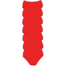 7 Adet Tutku Kadın Yüksek Bel Bato Kalın Lastik Külot Kırmızı