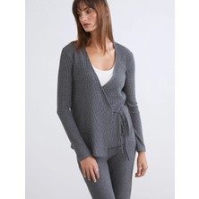 LC Waikiki Lcw Vision Antrasit Kruvaze Yaka Kadın Bluz