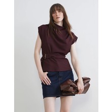 LC Waikiki Lcw Vision Mürdüm Dik Yaka Kemerli Bluz