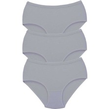 3 Adet Tutku Kadın Yüksek Bel Bato Kalın Lastik Külot Gri