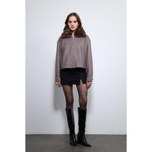 Antioch Açık Vizon Yün Karışımlı Suni Kürk Yaka Ceket