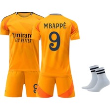 Andream Mbappe 2025 Sezon Real Madri'd Turuncu Futbol Çocuk Forması 3'lü Set Çorap Hediyeli