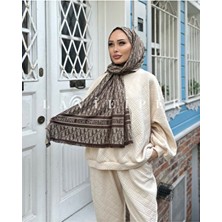 Nine Hkpolo Kahverengi Çift Taraflı Şal İpek-Kaşmir Kumaş Özellikleri ile Şık Çizgili Desen