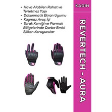 Motokit Revertech Aura Pembe - Dokunmatik Ekran Uyumlu Kadın Motosiklet Eldiveni + Buff Hediyeli