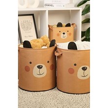 Luxway Home 2'li Bear Tasarımlı Bebek Çocuk Odası Düzenleyici Saklama Kutusu Oyuncak Kirli Sepeti 32X40