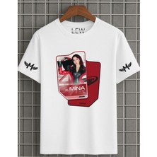 Lovver Manifes Amatör Şarkı Mina Solak Tasarım Pamuklu Premium Baskı Nefes Alan Kumaş Beyaz Tişört