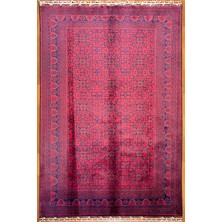 El Dokuma Afgan Halı Yıldız Desenli Bordo Renk 6 Metre Kare