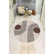 NEWORA Yuvarlak Modern Desenli Dijital Baskı Kaymaz Tabanlı Halı H0821