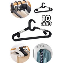  10 adet siyah plastik elbise kıyafet askısı 6'lı set