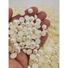 Hobimos 50 Adet Krem 10 mm Yarım Inci Boncuk - Takı - Aksesuar - Süsleme Boncuk