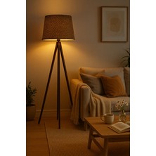 Vivido Home Ceviz Hasır Kahve Ahşap Lambader