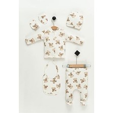NEU KIDS Bear Pattern Hastane Çıkışı Ayıcık %100 Pamuk Penye 5'li Set Yenidoğan Bebek Kıyafetleri