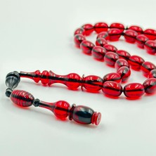 Emine Reşvani Usta Işçilikli Özel Tasarım Imame Ateş Kırmızı Ateş Kehribar Tespih