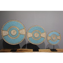 Livenda 3'lü Deniz Kabuğu Işlemeli Dekoratif Obje 3natural-17