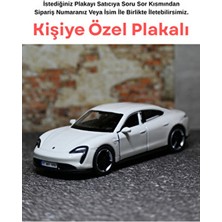 Bebeym Porsche Taycan Metal Oyuncak Araba - Kişiye Özel Hediye Plakalı - Beyaz