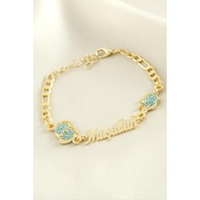 Ayak Izi Maşallah Yazılı Taşlı Bileklik