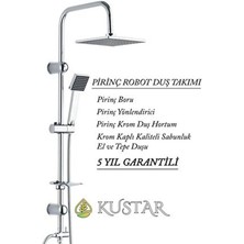 Kustar Tahran Krom Banyo Robot Duş Seti Yağmurlama Tepeleme Duş Sistemleri 5 Yıl Garanti  Pirinç